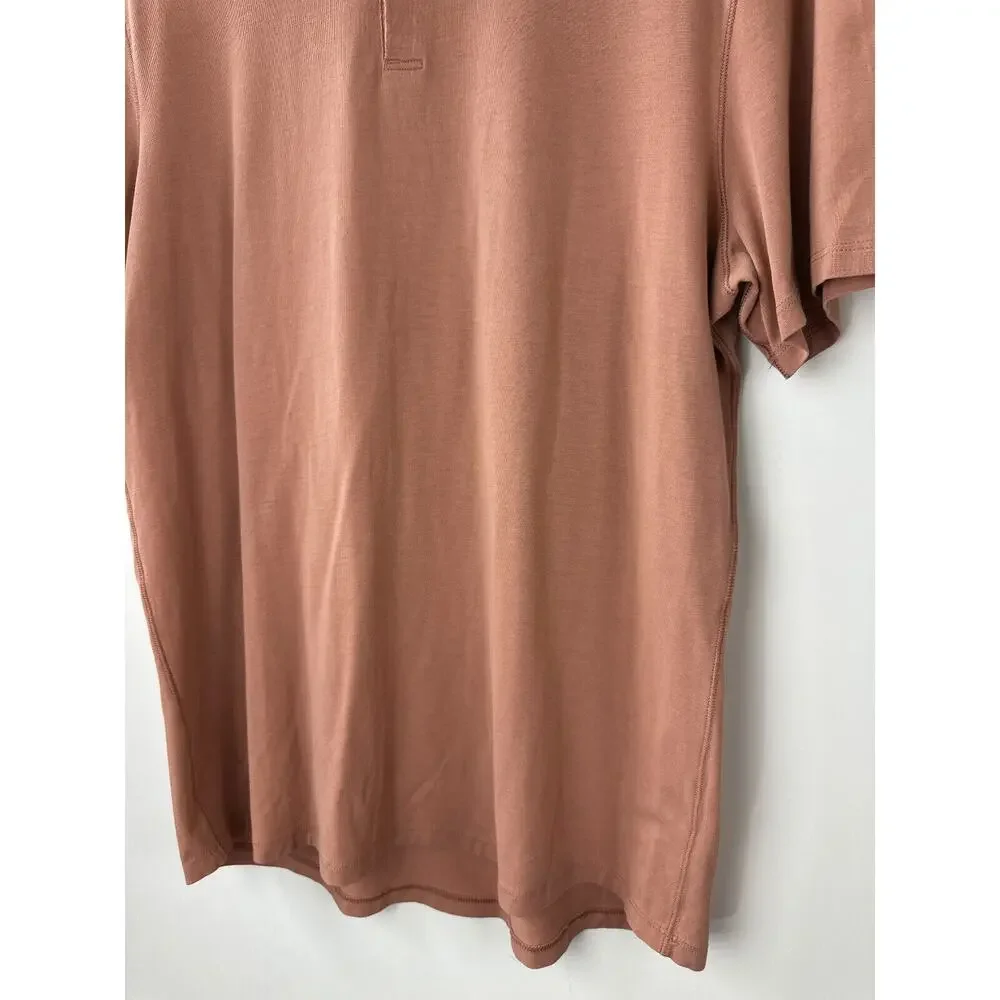 Lululemon 5 Year Basic Short Sleeve Henley Sedona Sunset Stretch Men's L/XL? - Picture 13 of 16